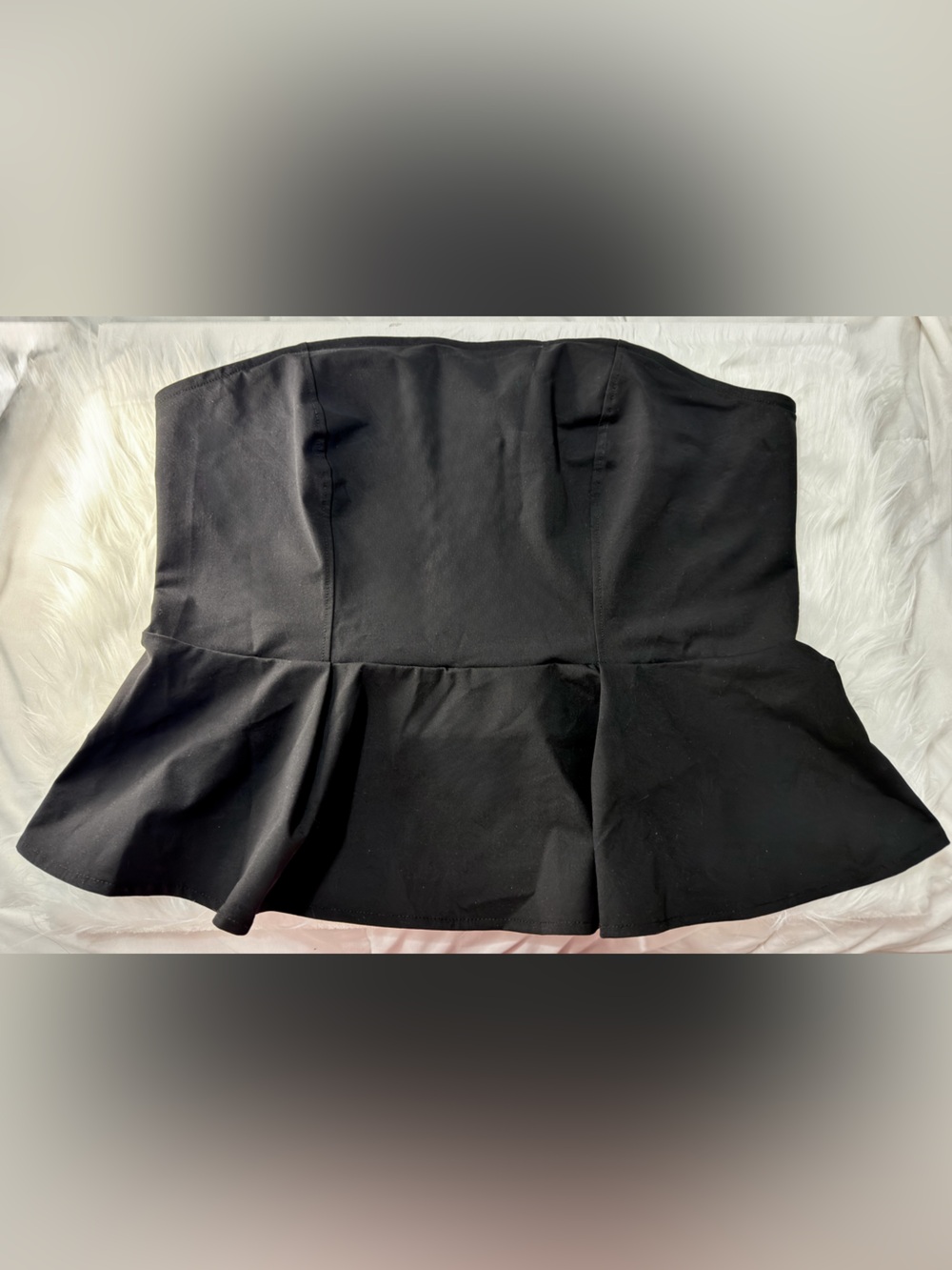 Black Strapless Peplum Top